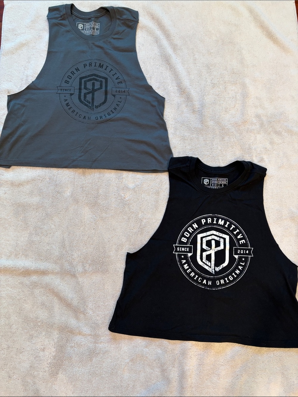 Born Primitive Women’s Crop Tank Tops - Black & Gray Set